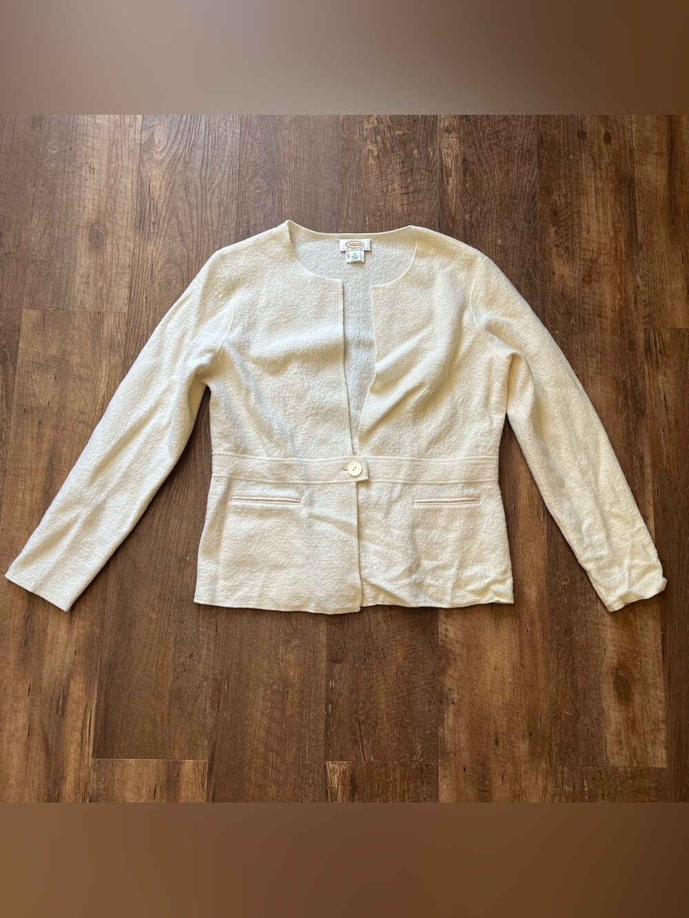 Talbots Cream Ivory 100% Wool Sweater Jacket Women’s Size Medium